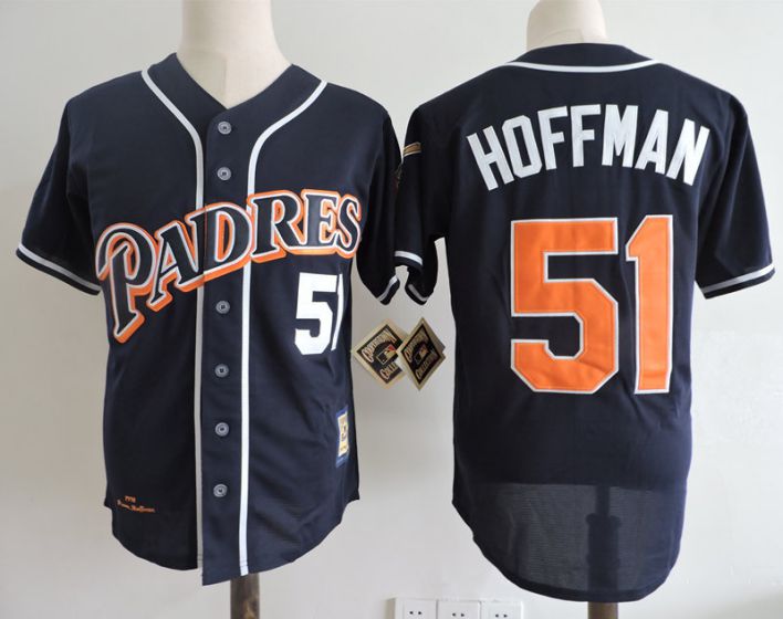 Men San Diego Padres #51 Hoffman Blue Throwback 1998 MLB Jerseys->san diego padres->MLB Jersey